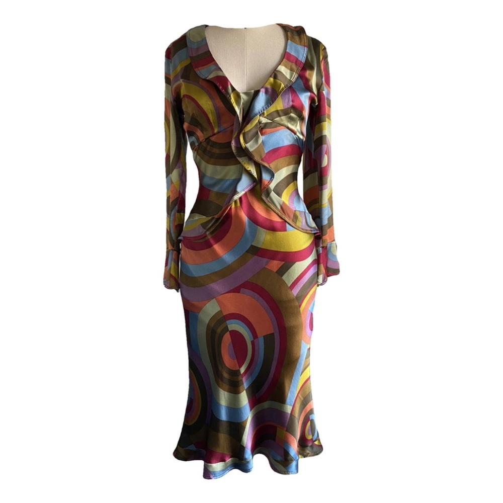 Etro silk print dress ruffle